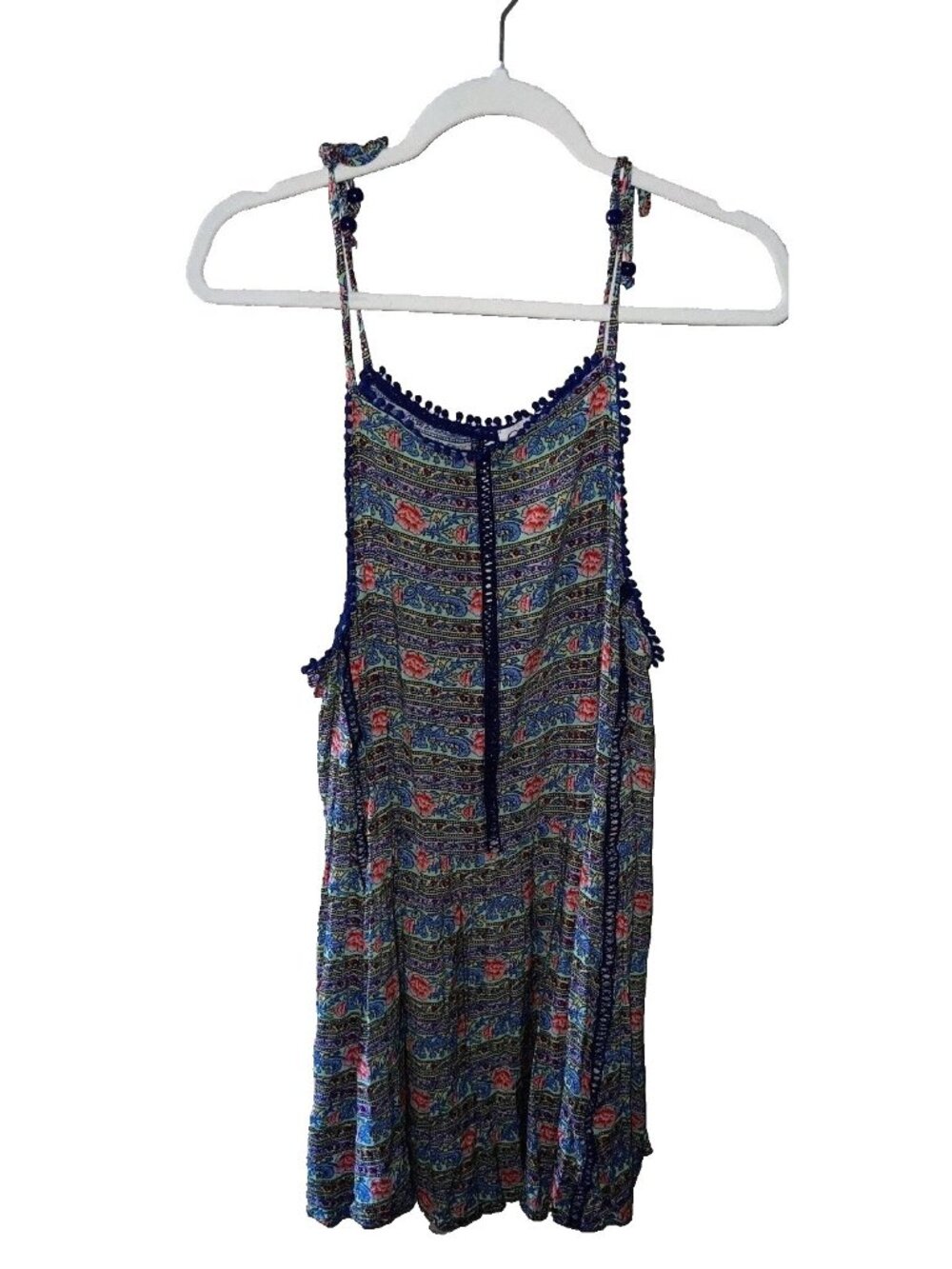 womans Jessica Simpson short dress sz XL sleeveless floral Crotchet Detail